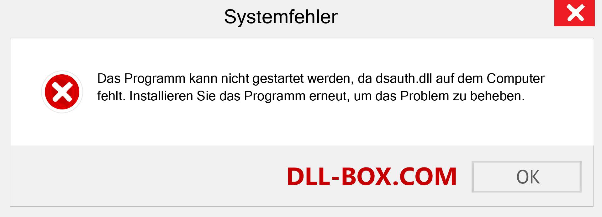 dsauth.dll-Datei fehlt?. Download für Windows 7, 8, 10 - Fix dsauth dll Missing Error unter Windows, Fotos, Bildern